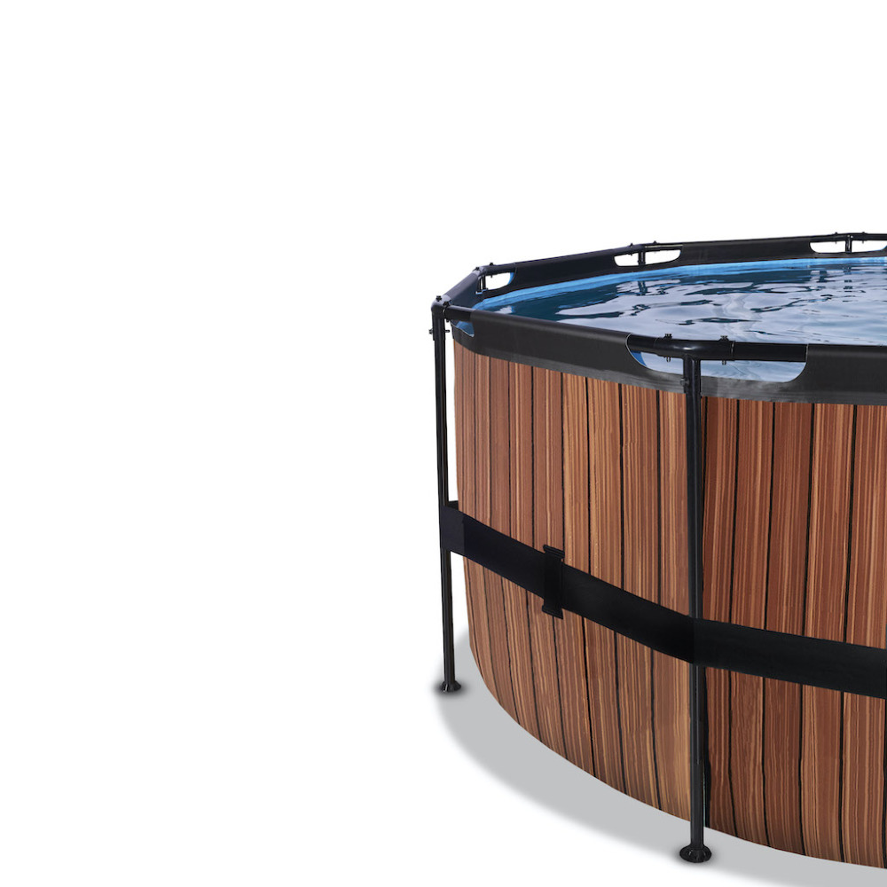 EXIT Wood zwembad diameter 488x122cm met overkapping en zandfilter- en warmtepomp - bruin