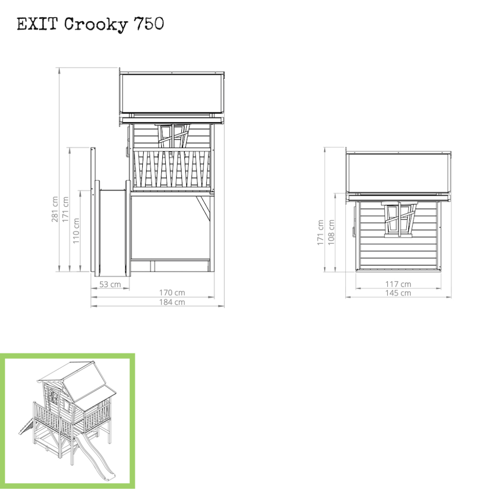 EXIT Crooky 750 houten speelhuis - grijsbeige