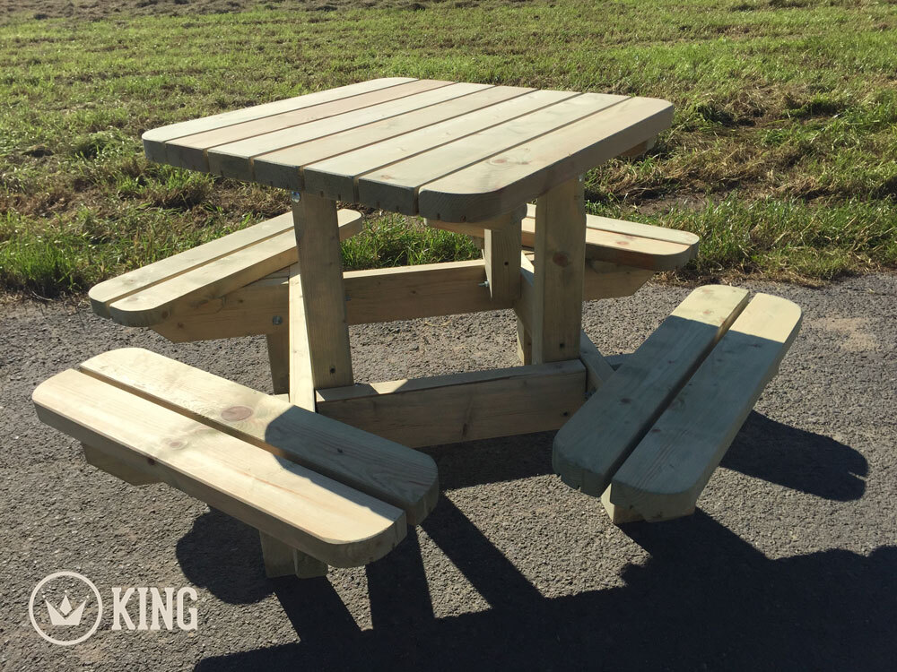 KING ® Vierkante Picknicktafel voor Kleuters (125 x 125 cm) (6-PACK)