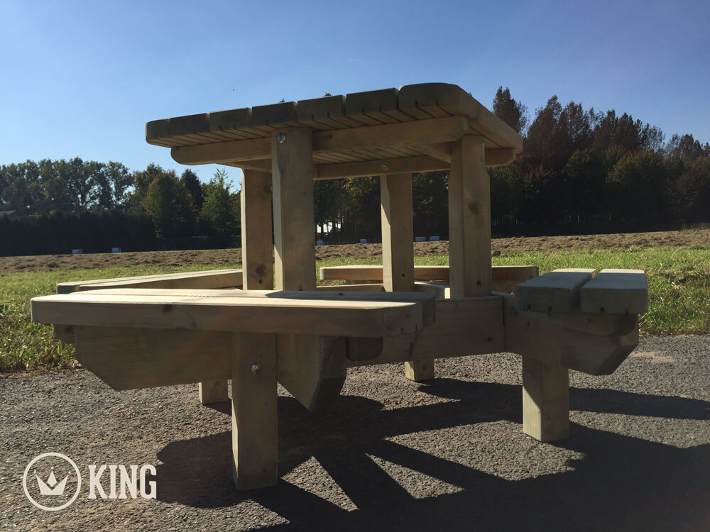 KING ® Vierkante Picknicktafel voor Kleuters (125 x 125 cm) (6-PACK)