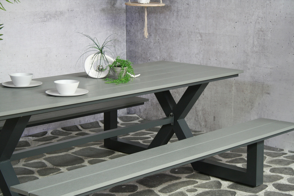 Sens-Line Furniture - Picknicktafel Kelvin 210 cm - Zwart Aluminium