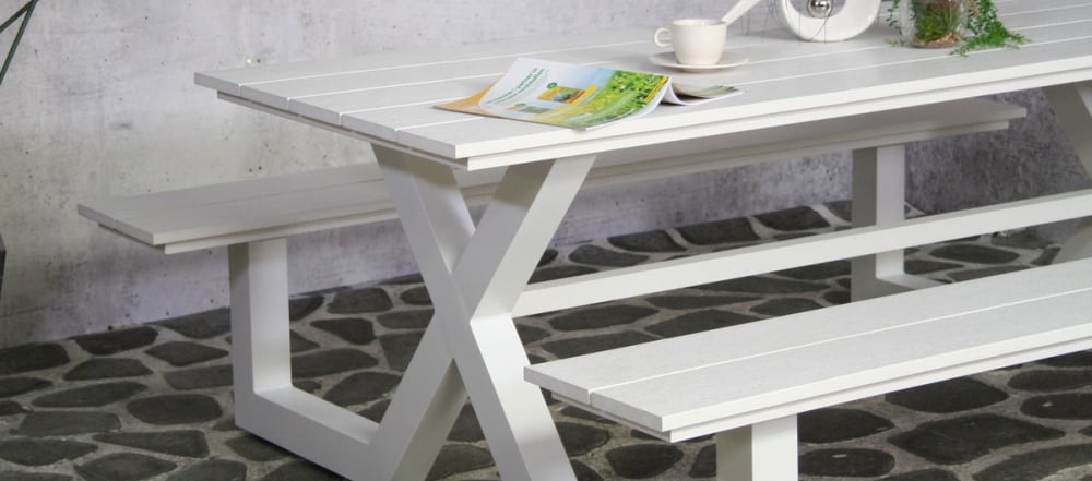 SenS Line Furniture - Kelvin Picknicktafel Tuintafel White 210 Cm - Wit