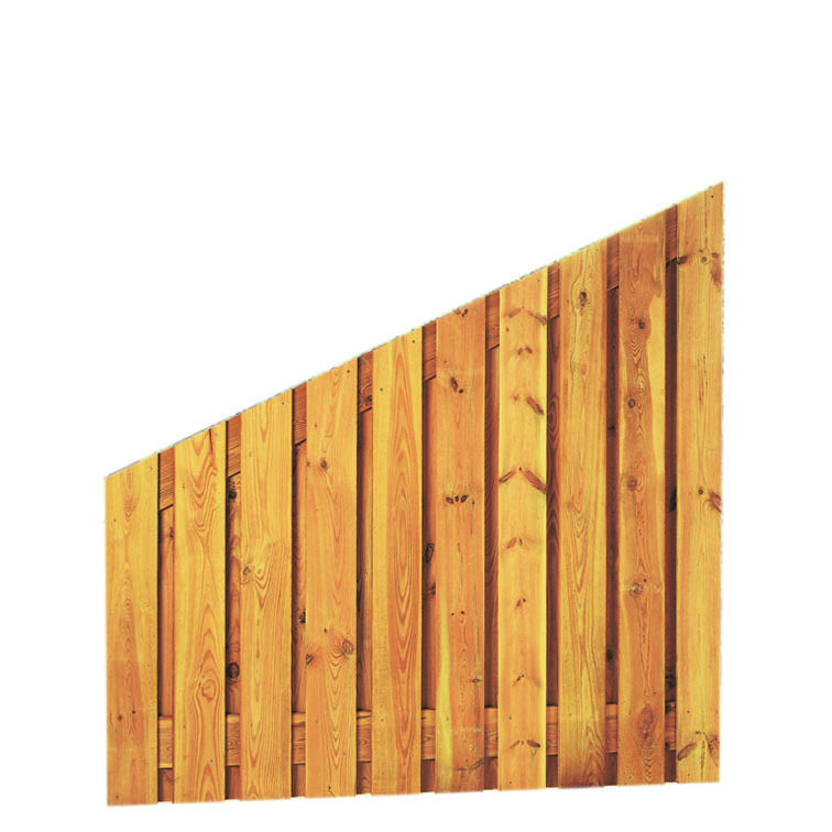Plankenscherm | Grenen hout | geschaafd | 21 planken van 17 mm | 180 x 180/90 cm | verticaal recht aflopend  | groen behandeld
