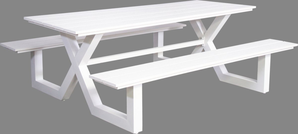 SenS Line Furniture - Kelvin Picknicktafel Tuintafel White 210 Cm - Wit