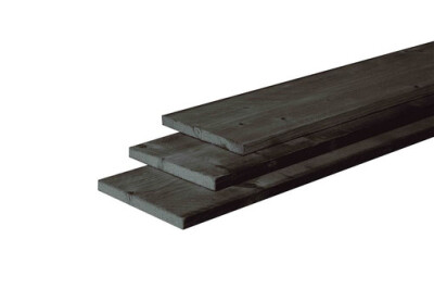300 cm (2,2 x 2) | Fijnbezaagde Plank| Douglas Tuinhout | Zwart Gedompeld