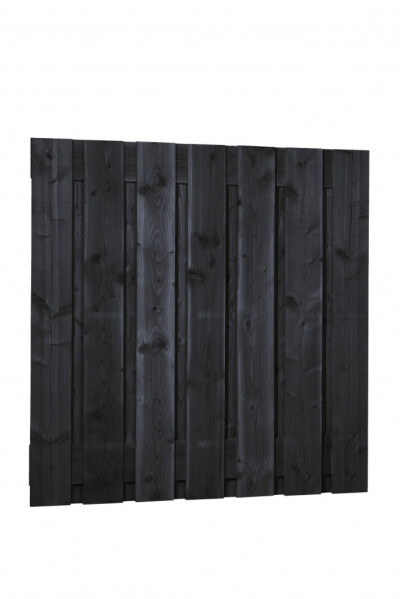 Plankenscherm | Douglas | Fijnbezaagd| 15 planken van 19 mm | 180 x 180 cm |  Verticaal | Zwart gedompeld
