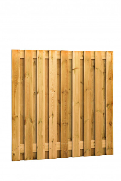 Plankenscherm | Grenen hout | geschaafd | 19 planken van 15 mm | 180 x 180 cm | verticaal recht | groen behandeld