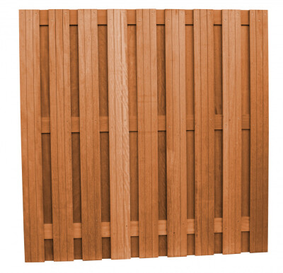 Plankenscherm | Hardhouten  | geschaafd | 20 planken van 14 mm | 180 x 180 cm | recht verticaal | Onbehandeld