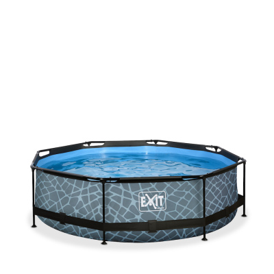 EXIT Stone zwembad diameter 300x76cm met filterpomp - grijs