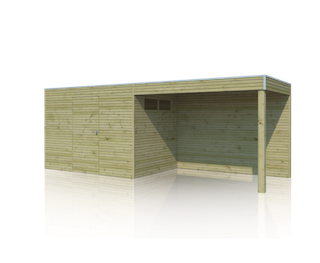 Blokhut met luifel | BS | 600 x 210 cm | E-woodproducts