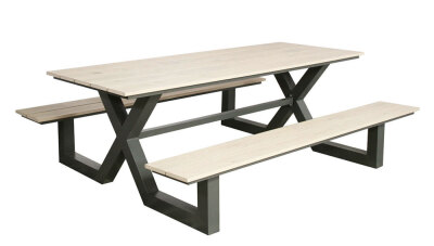 Sens-Line Furniture - Picknicktafel 210 cm Kelvin - Zandkleur Aluminium