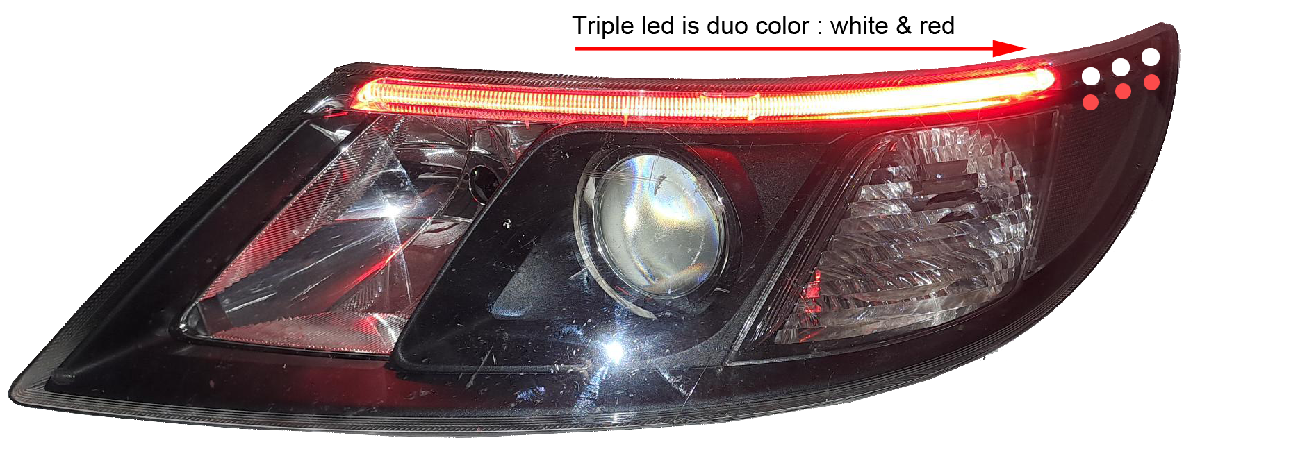 93 - Triple led changes from white to red/orange