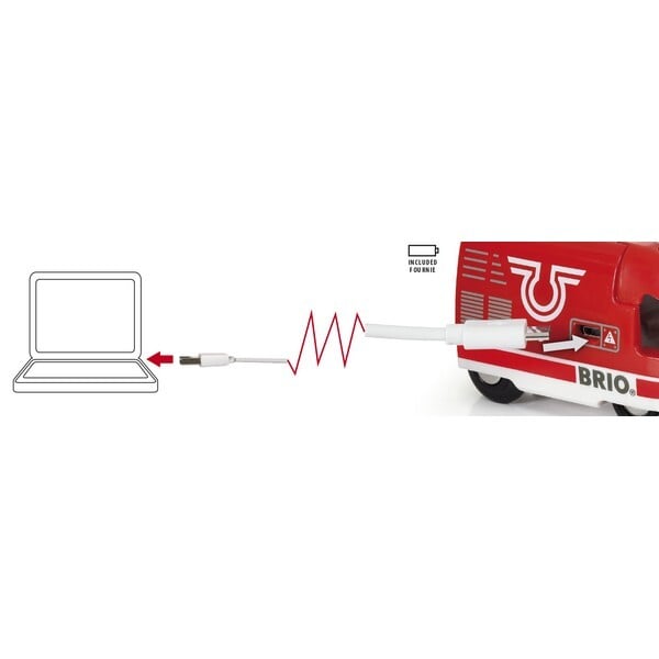 BRIO Oplaadbare rode passagierstrein met USB-kabel