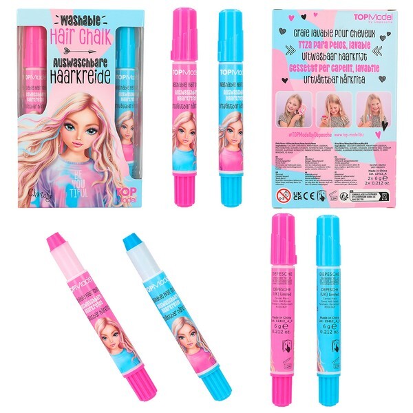 TOPModel Uitwasbare Haarkrijtstiften Roze en Blauw